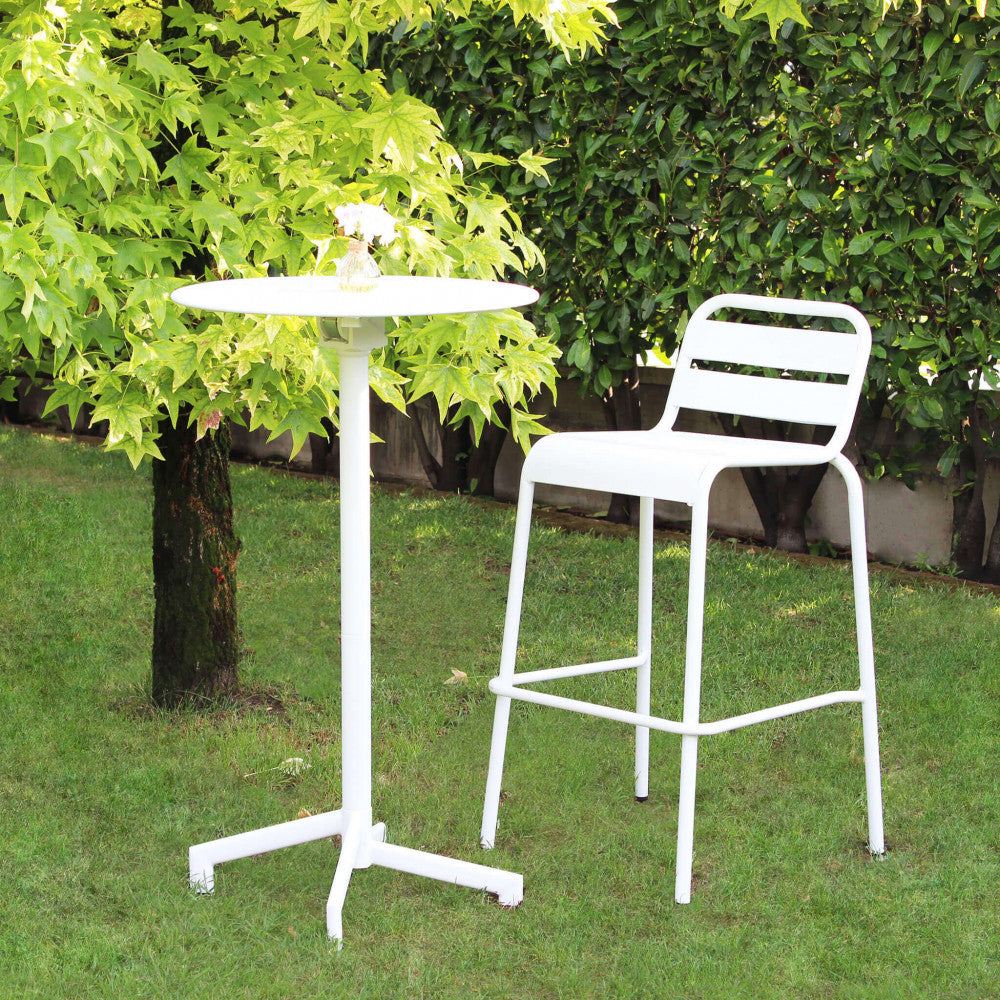 Tavolo Alto Vega Ø60x102 h cm in Acciaio Bianco