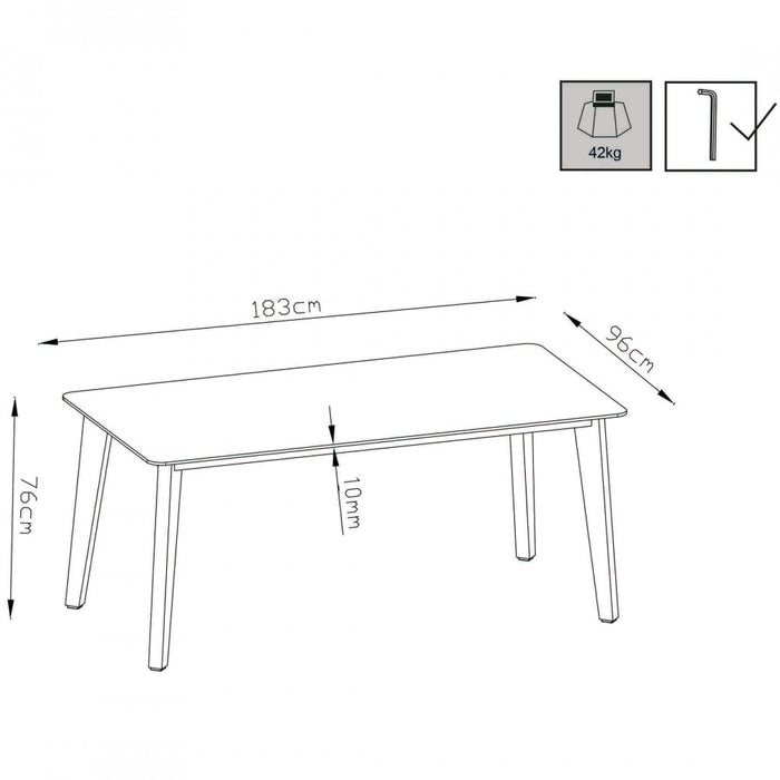 Tavolo Cancun 180x90x76 h cm in Alluminio Antracite