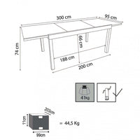 Tavolo Cayman Allungabile 200/300x95x75 h cm in Alluminio Tortora