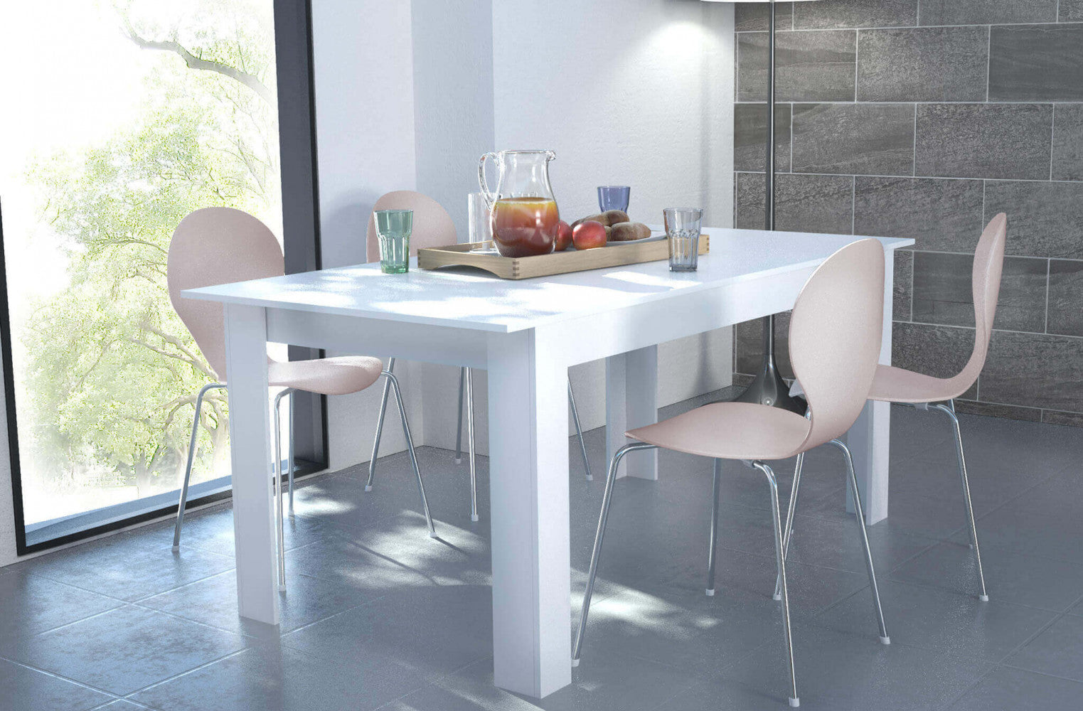 Tavolo Allungabile Gemma 160/200x90x75 h cm in Truciolare bilaminato Bianco