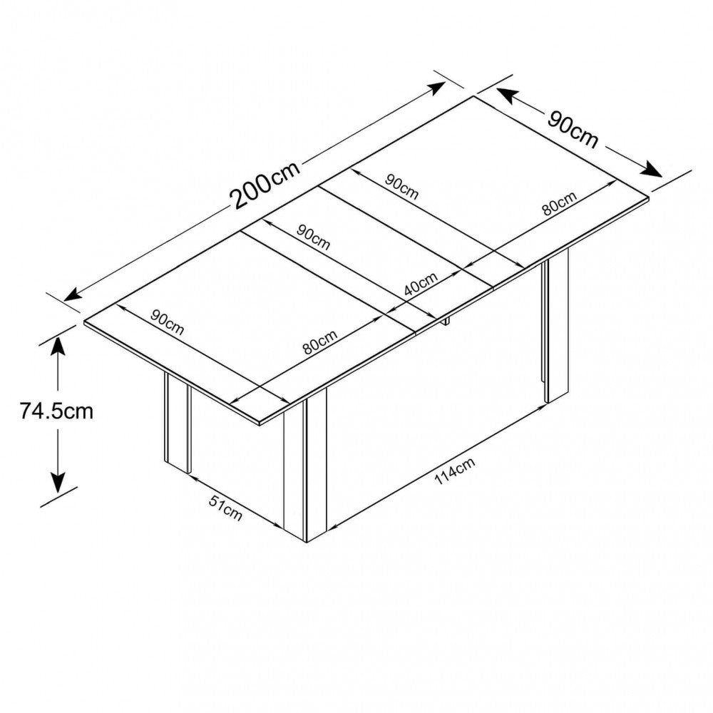 Tavolo Allungabile Gemma 160/200x90x75 h cm in Truciolare bilaminato Bianco