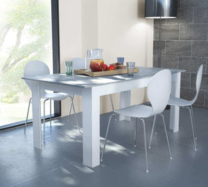 Tavolo Allungabile Gemma 160/200x90x75 h cm in Truciolare bilaminato Bianco e Grigio effetto Cemento