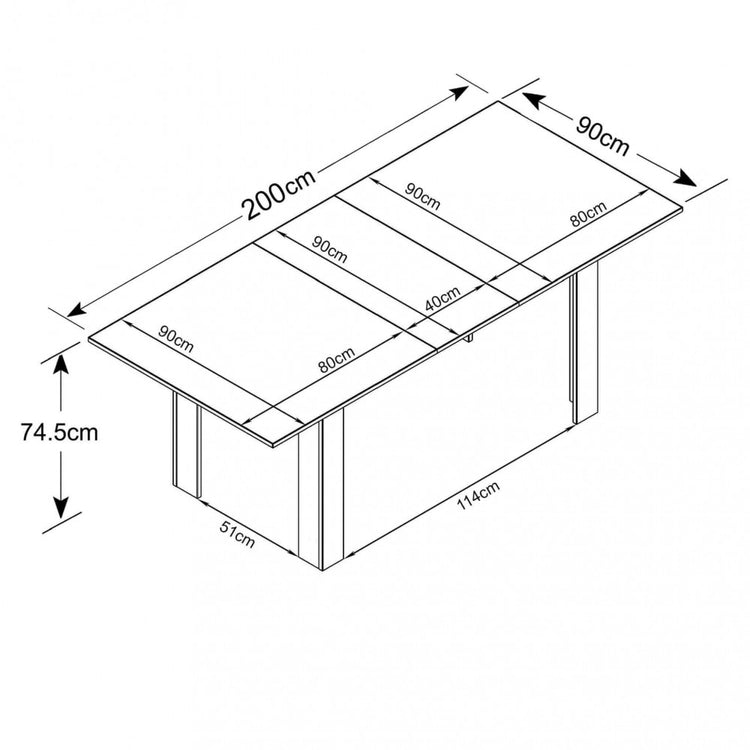 Tavolo Allungabile Gemma 160/200x90x75 h cm in Truciolare bilaminato Rovere Chiaro