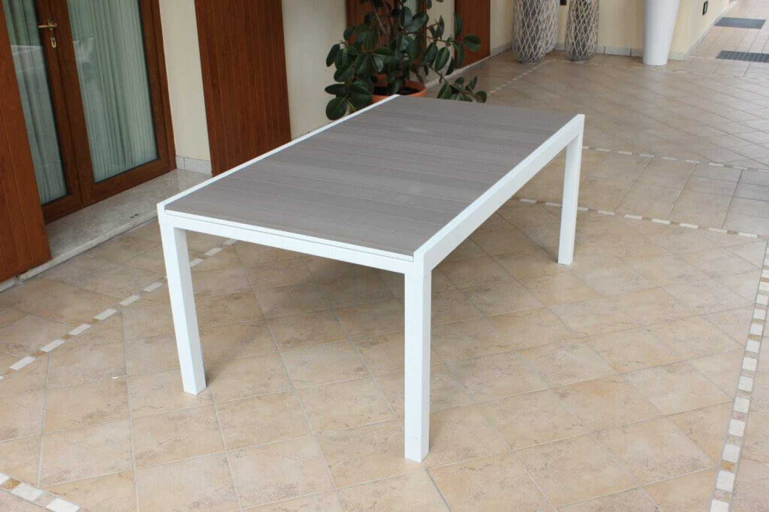 Tavolo Allungabile Pental 180/240x100x73 h cm in Alluminio Bianco