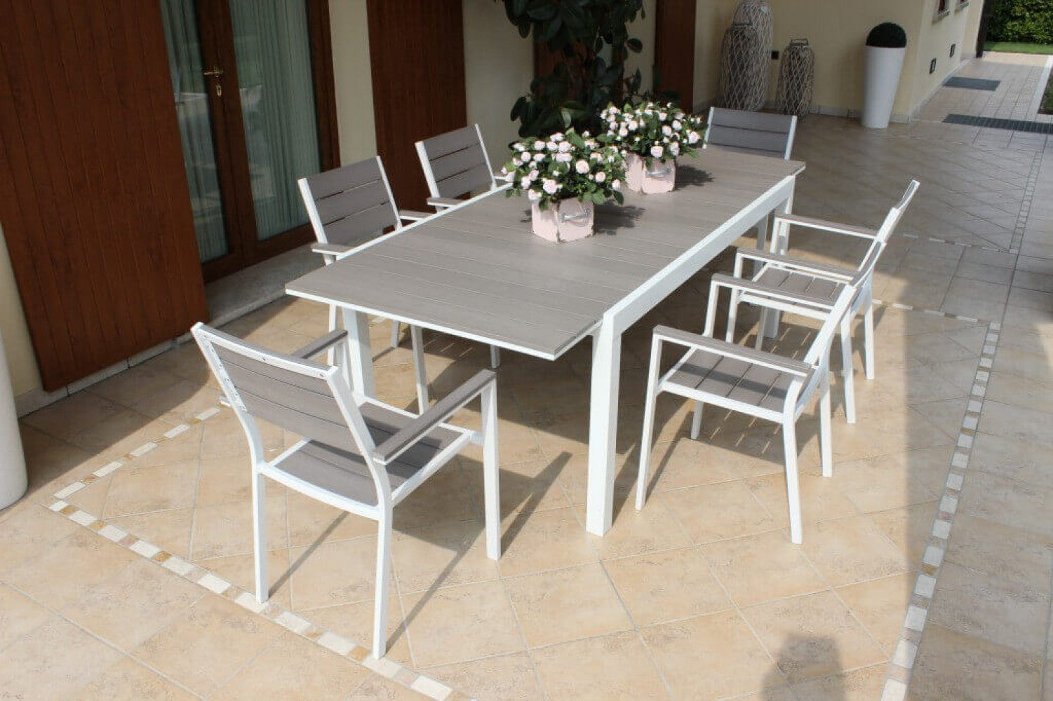 Tavolo Allungabile Pental 180/240x100x73 h cm in Alluminio Bianco