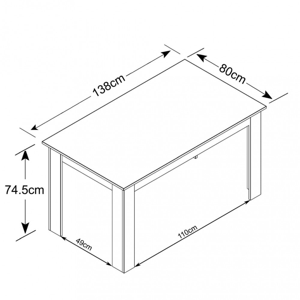 Tavolo Pepper 160x80x75 h cm in Truciolare bilaminato Bianco