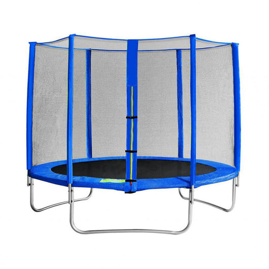 Trampolino Elastico con Rete Ø305x65/245 h cm in Plastica Blu