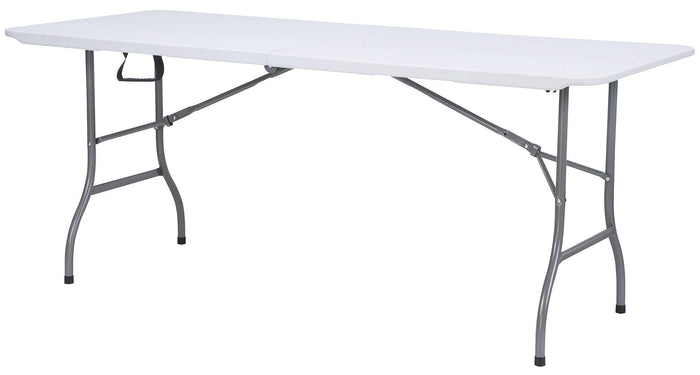 Tavolo Catering Rettangolare Pieghevole 180x75x74 cm in Polietilene Bianco