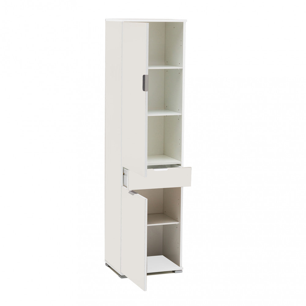 Armadio 2 Ante 1 Cassetto 45x38x174 h cm in Truciolare bilaminato Bianco