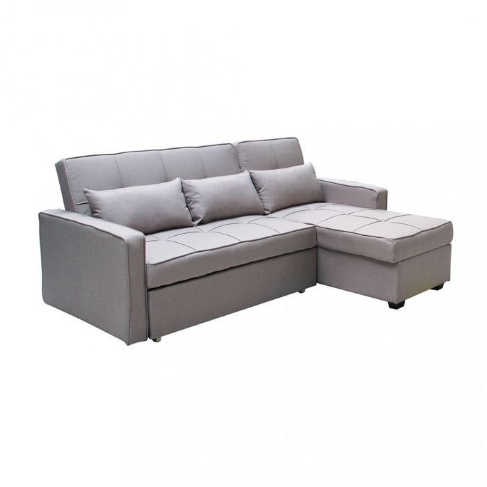 Divano Letto Cedric 208x87/145x88 cm  in Tessuto Grigio