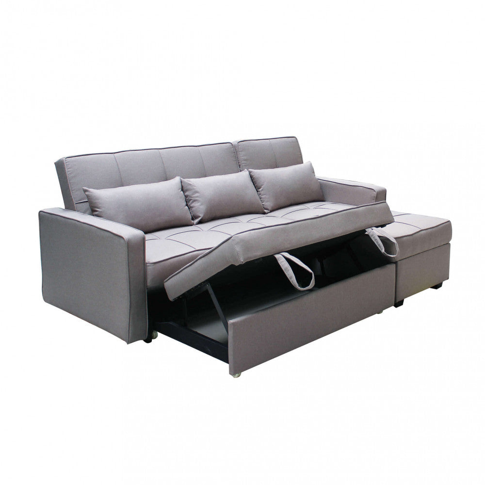 Divano Letto Cedric 208x87/145x88 cm  in Tessuto Grigio