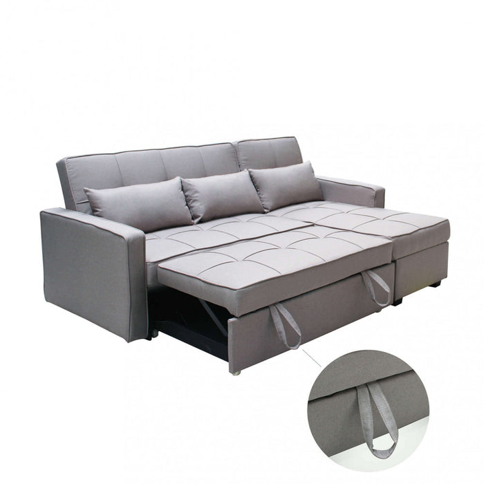 Divano Letto Cedric 208x87/145x88 cm  in Tessuto Grigio