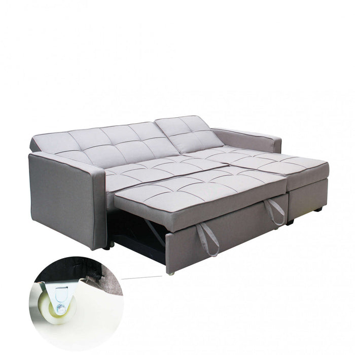 Divano Letto Cedric 208x87/145x88 cm  in Tessuto Grigio