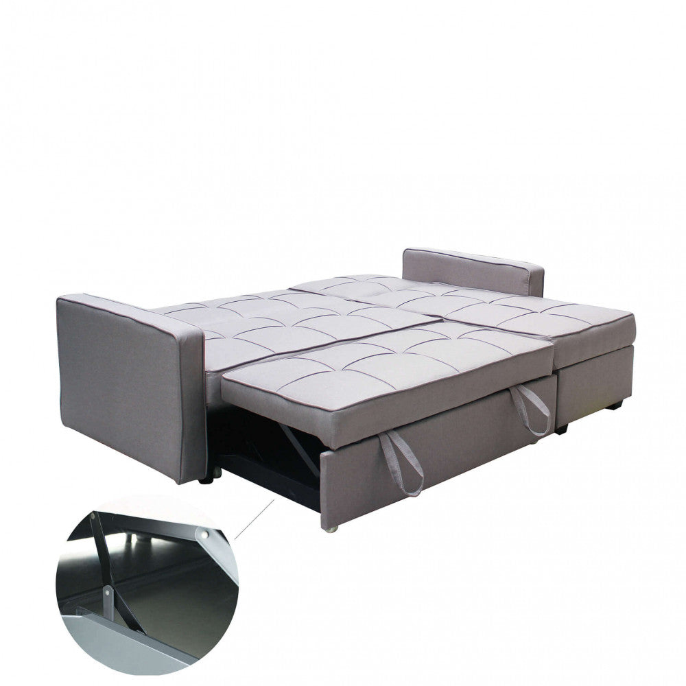 Divano Letto Cedric 208x87/145x88 cm  in Tessuto Grigio