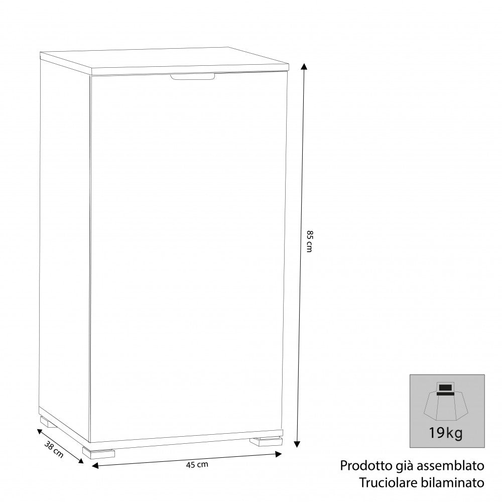 Mobiletto 1 Anta 45x38x85 h cm in Truciolare bilaminato Bianca