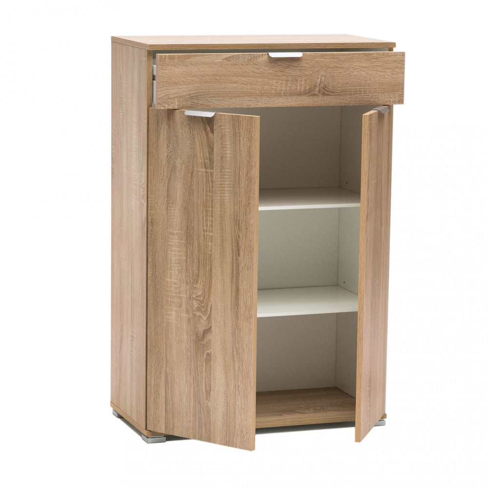 Mobiletto con 2 Anta e 1 Cassetto 75x38x112 h cm in Truciolare bilaminato Naturale