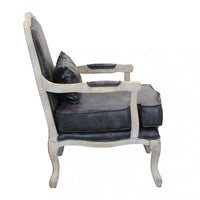 Poltrona Christy in Ecopelle Vintage Grigio 64x72x92 h cm in Legno Grigio scuro