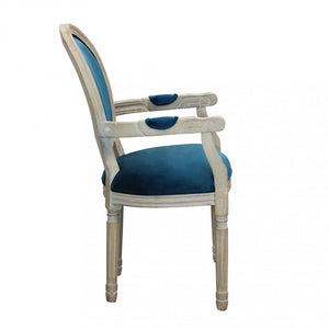 Poltrona Constance in Velluto Blu 55x46x96 h cm in Legno Blu