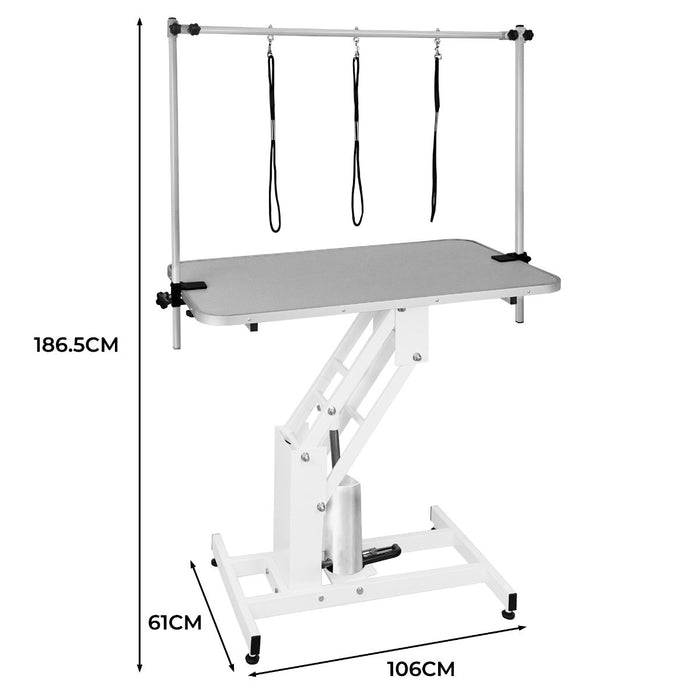 Tavolo da toelettatura idraulico per cani ad altezza regolabile professionale grande Rosa