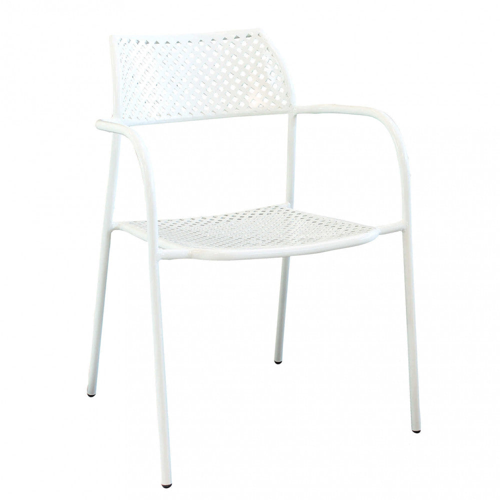 Sedia da Giardino Windsor Impilabile 56x56x78 h cm in Acciaio Bianco