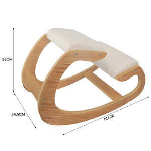 Sedia Ergonomica in Legno Bianca Cuscini Imbottiti da 8cm di Spessore per Ufficio e Casa Base Ortopedica Supporto Schiena e Ginocchia Portata 120kg Poggia Polso per Tastiera e Mouse INCLUSI