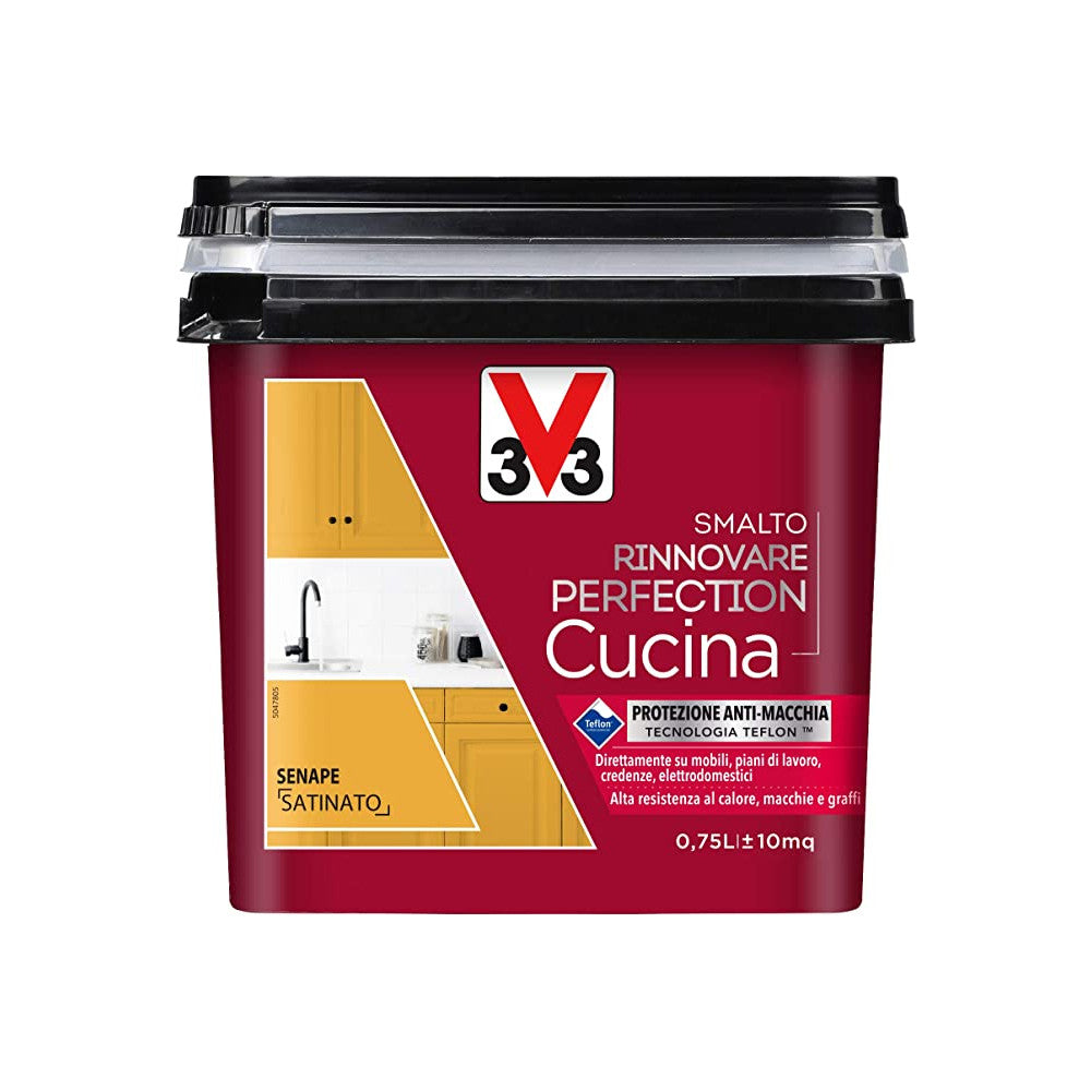 Smalto Rinnovare Perfection Cucina Ideale Per Rinnovare Qualsiasi Superficie Della Cucina Colore Senape Satinato Da 0,75Lt-V33