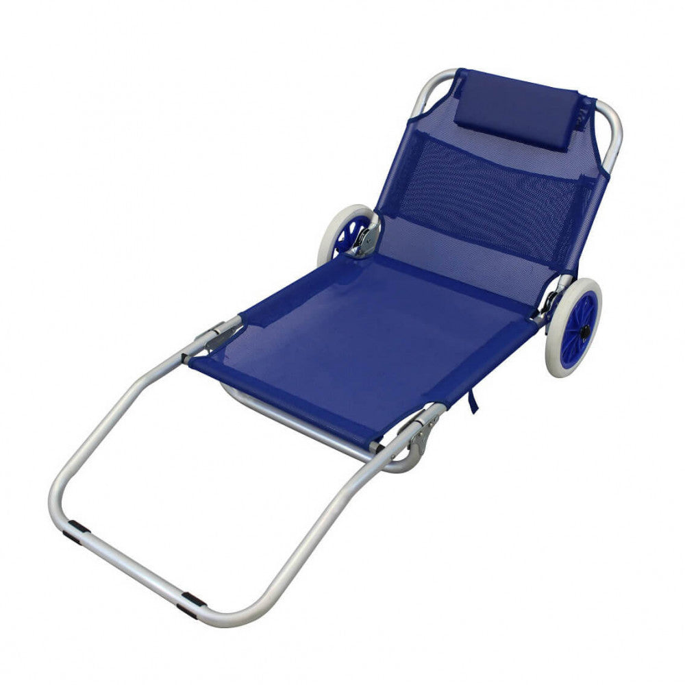 Spiaggina Carrello Pieghevole Steel 145x52x62 h cm in Textilene Blu