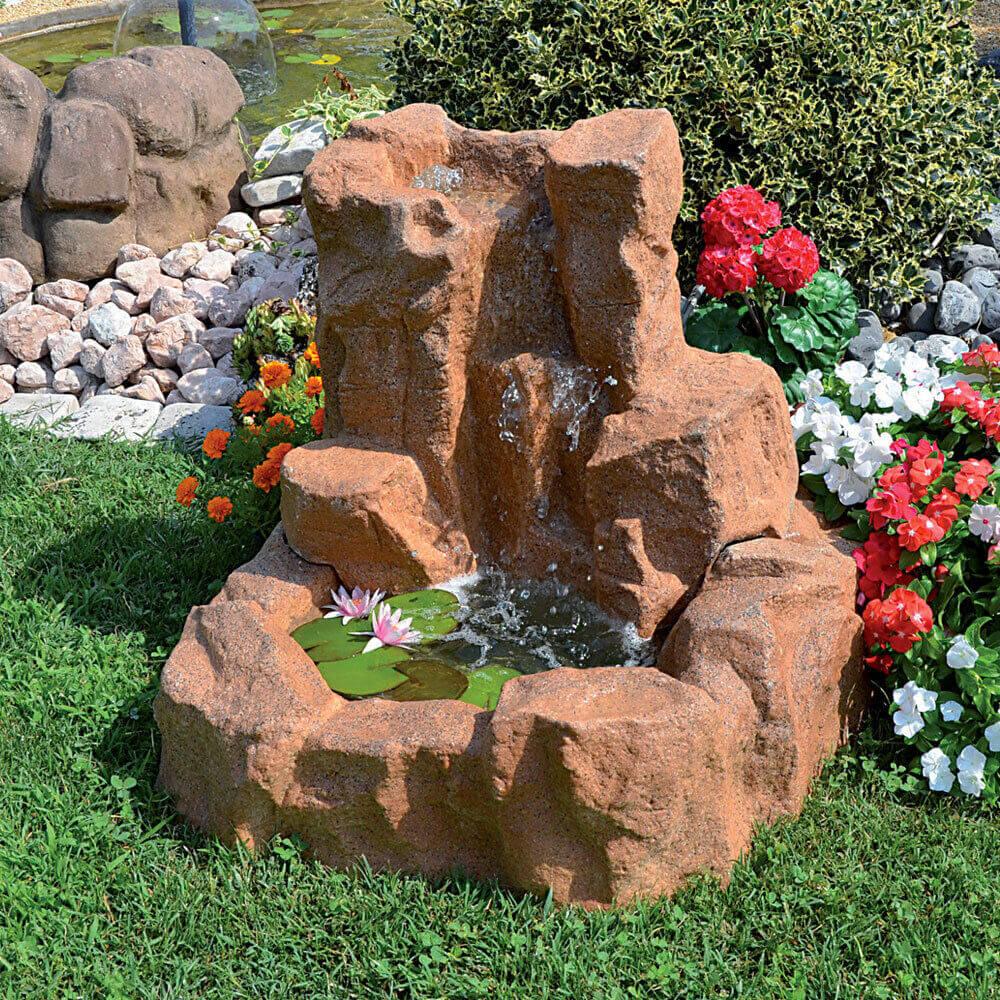 Cascata Artificiale Roccia da Giardino 87x65x148 cm in Vetroresina con Pompa