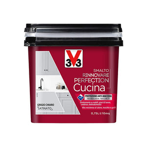 Smalto Rinnovare Perfection Cucina Ideale Per Rinnovare Qualsiasi Superficie Della Cucina Grigio Chiaro Satinato Da 0,75Lt-V33