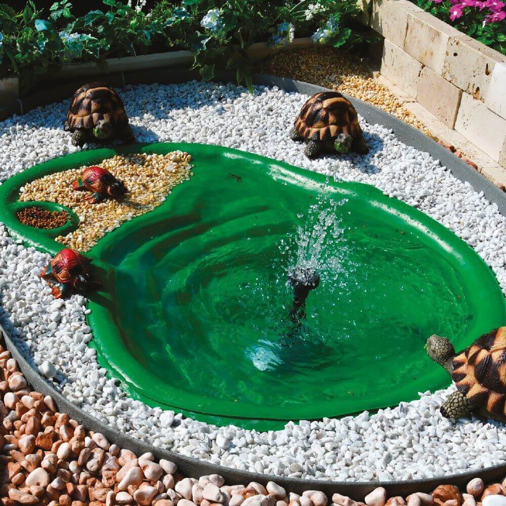 Laghetto Artificiale Verde da Giardino per Tartarughe 108x77x28 cm 80 Litri