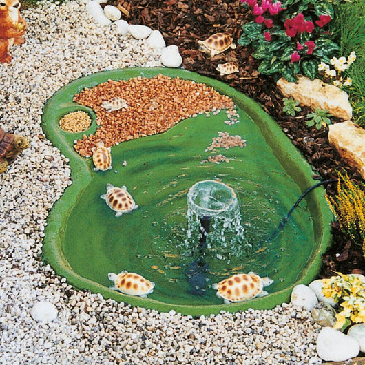 Laghetto Artificiale Verde da Giardino per Tartarughe 108x77x28 cm 80 Litri