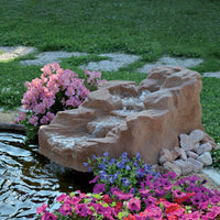 Roccia Artificiale con Sorgente 100x60x40 cm per Laghetti da Giardino in Vetroresina