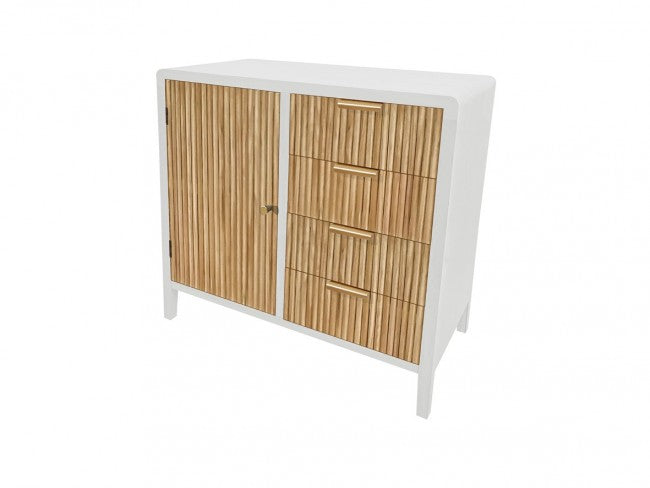 Credenza 1 Anta 4 Cassetti 80x40x82 cm Charley in Legno Bianco