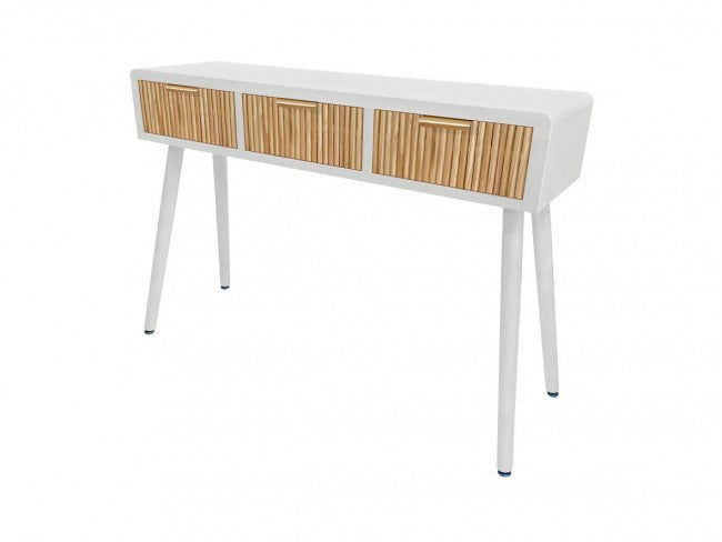 Consolle 3 Cassetti 110x40x78 cm Charley in Legno Bianco