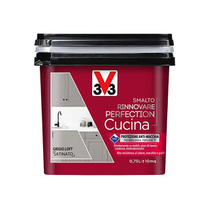 Smalto Rinnovare Perfection Cucina Ideale Per Rinnovare Qualsiasi Superficie Della Cucina Grigio Loft Satinato Da 0,75Lt-V33