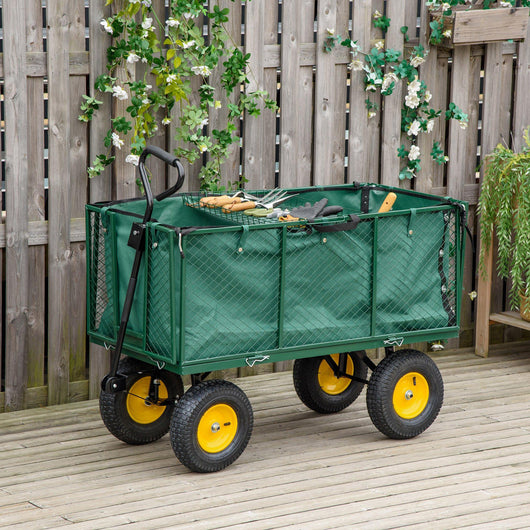 Carrello da Giardino 138x57x84 cm in Acciaio Verde