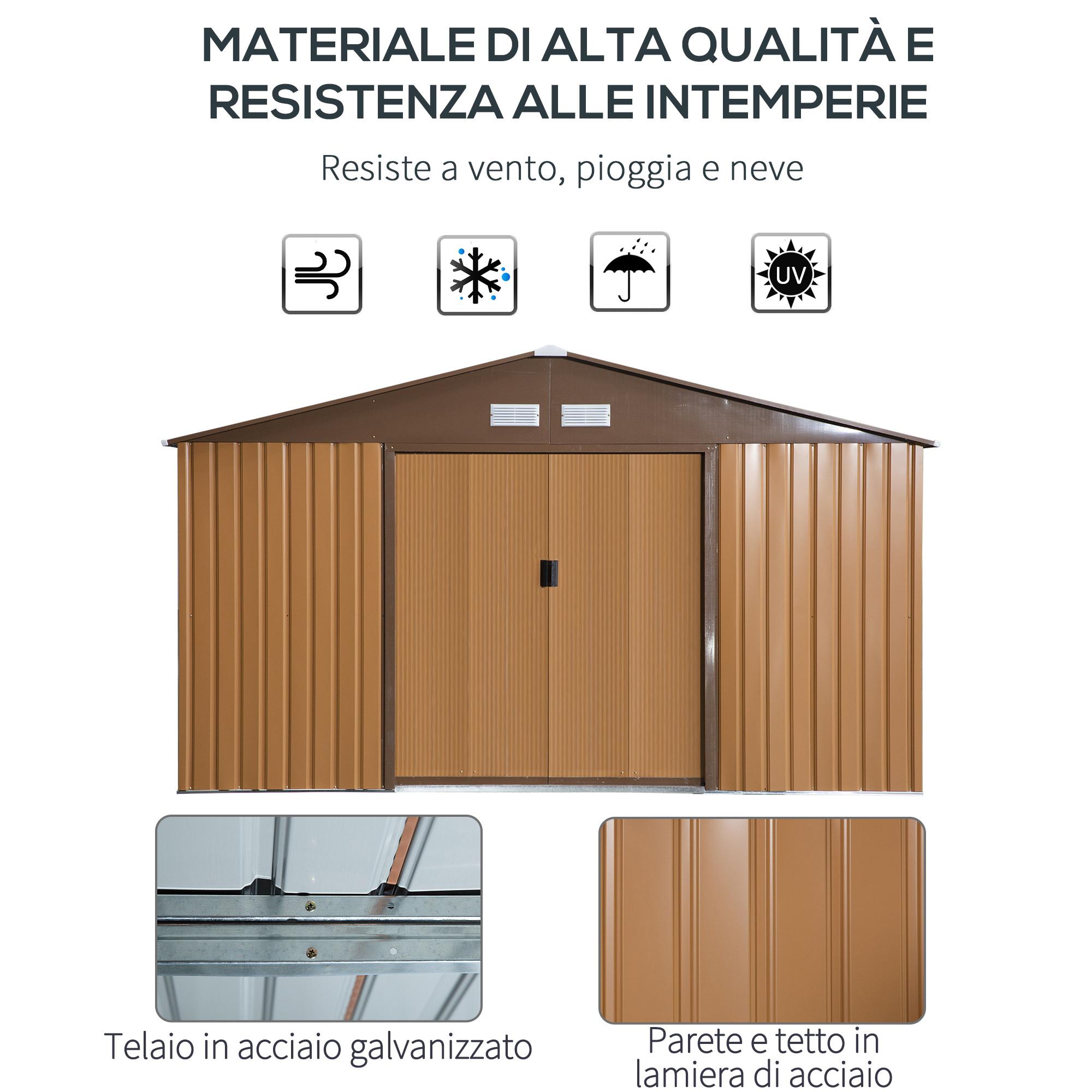 Casetta Box da Giardino in Lamiera 3,4x3,86x2 m Giallo