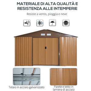 Casetta Box da Giardino in Lamiera 3,4x3,86x2 m Giallo