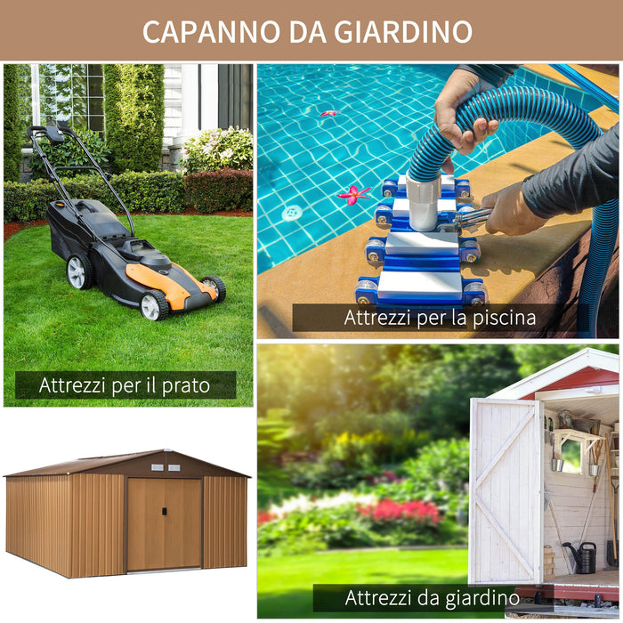 Casetta Box da Giardino in Lamiera 3,4x3,86x2 m Giallo