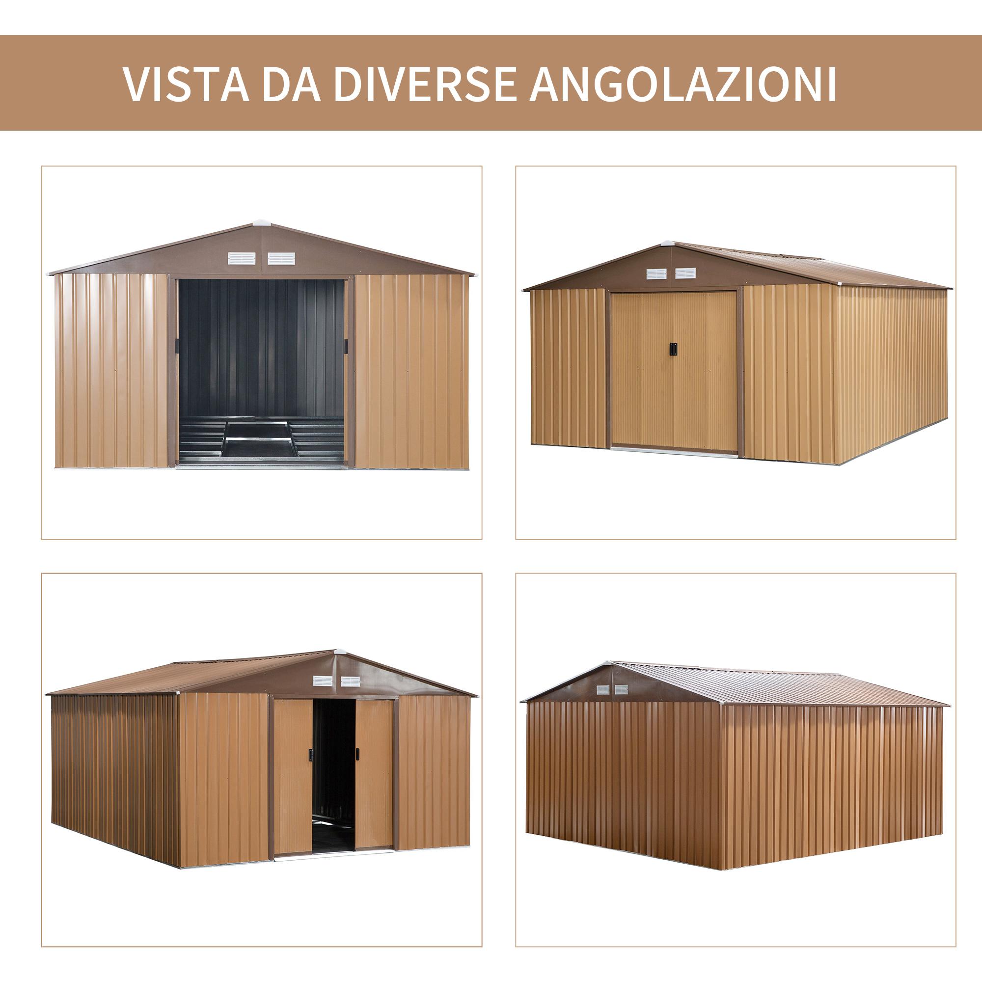 Casetta Box da Giardino in Lamiera 3,4x3,86x2 m Giallo