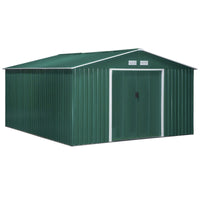 Casetta Box da Giardino in Lamiera 3,4x3,86x2 m Verde