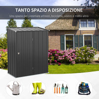 Casetta Box da Giardino 161,5x94,5x196 cm in Lamiera Acciaio Nero