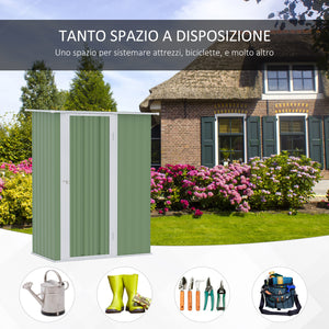 Casetta Box da Giardino 142x84x189 cm in Acciaio Verde