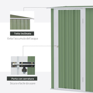 Casetta Box da Giardino 142x84x189 cm in Acciaio Verde