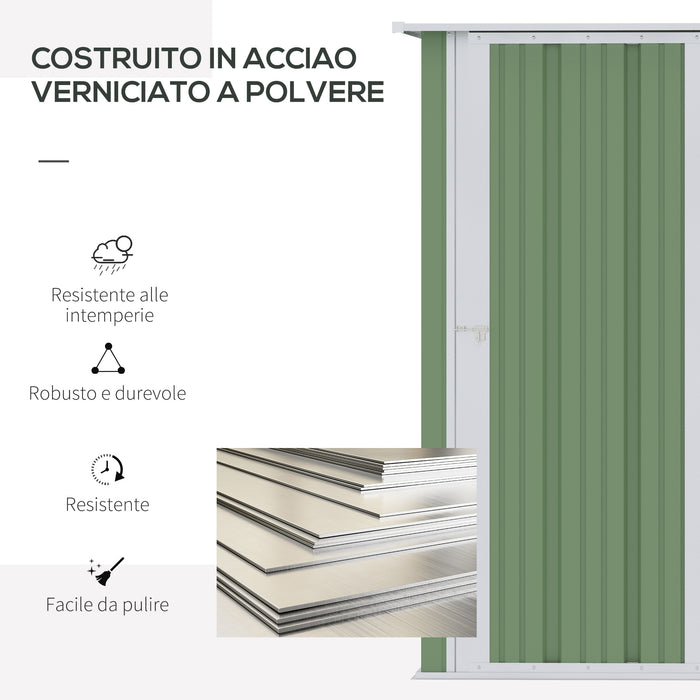 Casetta Box da Giardino 142x84x189 cm in Acciaio Verde