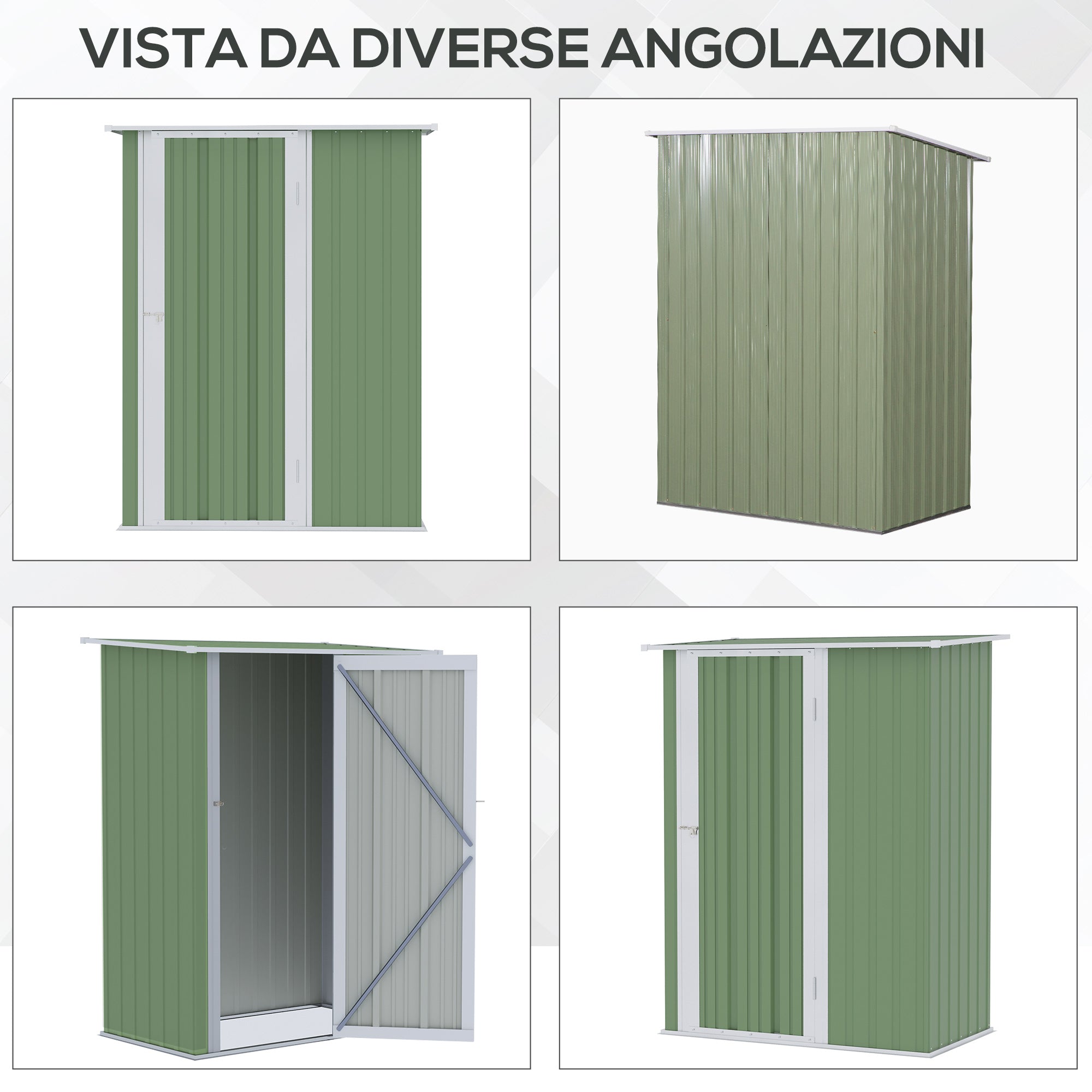 Casetta Box da Giardino 142x84x189 cm in Acciaio Verde