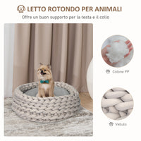 Cuccia per Cani e Gatti Ø50x19 cm in Tessuto Effetto Velluto Grigio