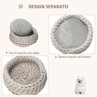 Cuccia per Cani e Gatti Ø50x19 cm in Tessuto Effetto Velluto Grigio