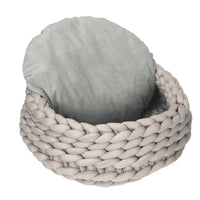 Cuccia per Cani e Gatti Ø50x19 cm in Tessuto Effetto Velluto Grigio