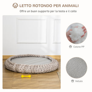 Cuccia per Cani e Gatti Ø93x15 cm in Tessuto Effetto Velluto Grigia